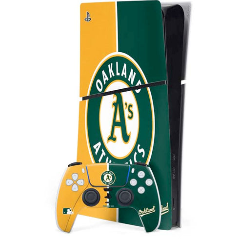 MLB Oakland Athletics Split PS5 Slim Digital Edition Console Skin