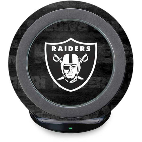 NFL Las Vegas Raiders Black & White Fast Charge Wireless Charging Stand Skin