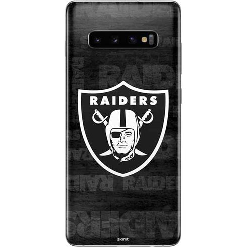 NFL Las Vegas Raiders Black & White Galaxy S10 Plus Skin