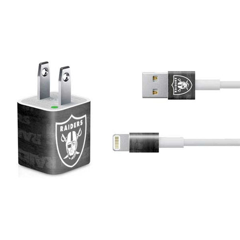 NFL Las Vegas Raiders Black & White iPhone Charger (5W USB) Skin