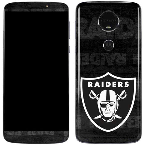NFL Las Vegas Raiders Black & White Moto E5 Plus Skin