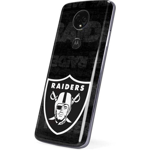 NFL Las Vegas Raiders Black & White Moto E5 Plus Skin