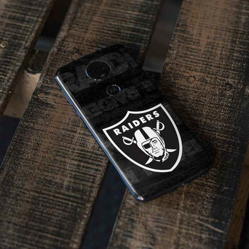 NFL Las Vegas Raiders Black & White Moto E5 Plus Skin