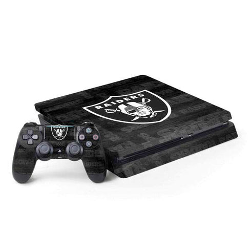 NFL Las Vegas Raiders Black & White PS4 Slim Bundle Skin