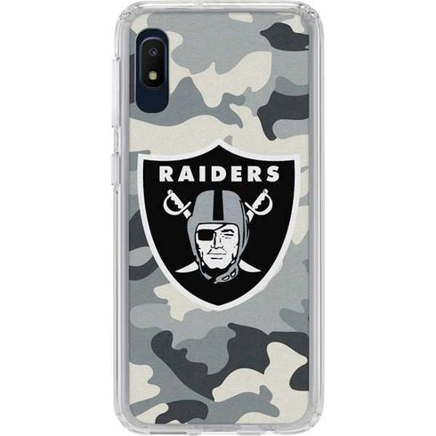 NFL Las Vegas Raiders Camo Galaxy A10e Clear Case