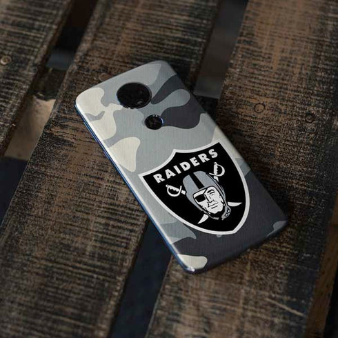 NFL Las Vegas Raiders Camo Moto E5 Plus Skin