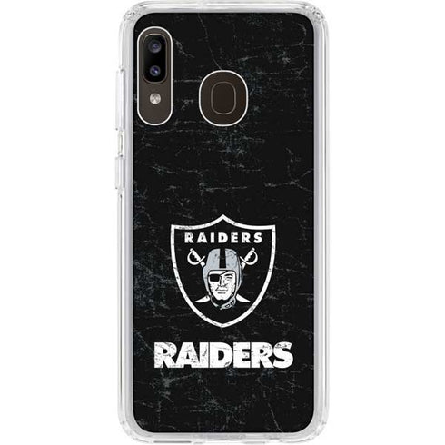 NFL Las Vegas Raiders Distressed Galaxy A20 Clear Case