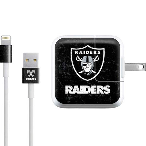 NFL Las Vegas Raiders Distressed iPad Charger (10W USB) Skin