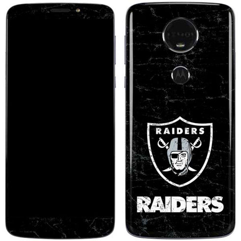 NFL Las Vegas Raiders Distressed Moto E5 Plus Skin