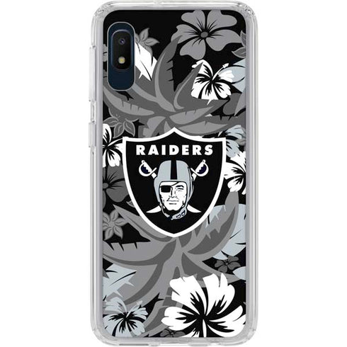 NFL Las Vegas Raiders Tropical Print Galaxy A10e Clear Case