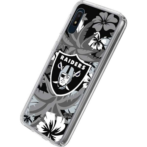 NFL Las Vegas Raiders Tropical Print Galaxy A10e Clear Case