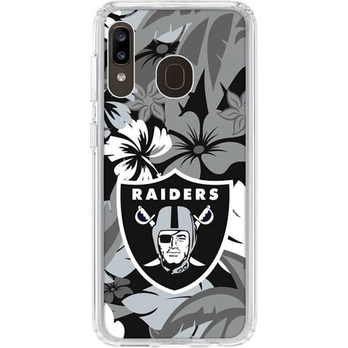 NFL Las Vegas Raiders Tropical Print Galaxy A20 Clear Case