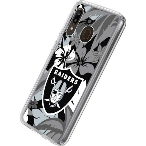 NFL Las Vegas Raiders Tropical Print Galaxy A20 Clear Case