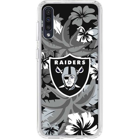 NFL Las Vegas Raiders Tropical Print Galaxy A50 Clear Case