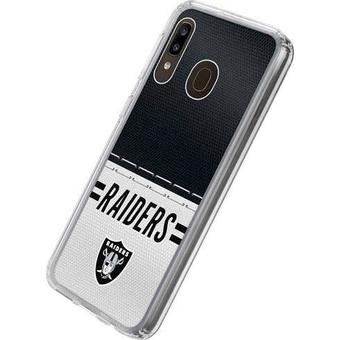 NFL Las Vegas Raiders White Striped Galaxy A20 Clear Case