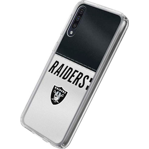 NFL Las Vegas Raiders White Striped Galaxy A50 Clear Case