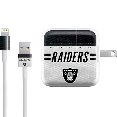 NFL Las Vegas Raiders White Striped iPad Charger (10W USB) Skin