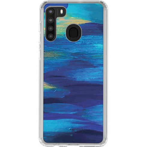 Etta Vee Ocean Blue Brush Stroke Galaxy A21 Clear Case