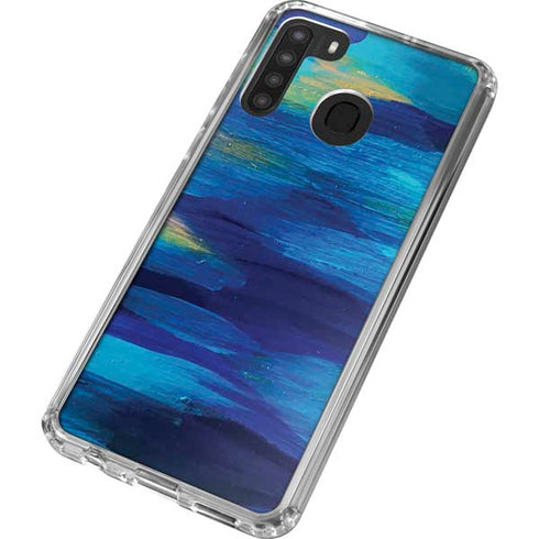 Etta Vee Ocean Blue Brush Stroke Galaxy A21 Clear Case