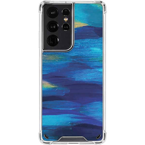 Etta Vee Ocean Blue Brush Stroke Galaxy S21 Ultra 5G Clear Case