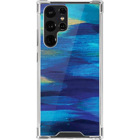 Etta Vee Ocean Blue Brush Stroke Galaxy S22 Ultra Clear Case