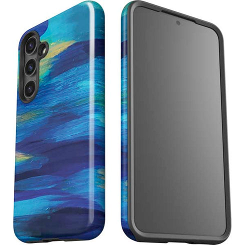 Ocean Blue Brush Stroke by Etta Vee Galaxy S24 Plus Impact Case