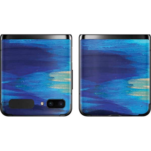 Etta Vee Ocean Blue Brush Stroke Galaxy Z Flip Skin