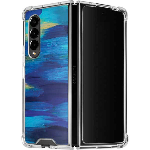 Etta Vee Ocean Blue Brush Stroke Galaxy Z Fold4 5G Clear Case