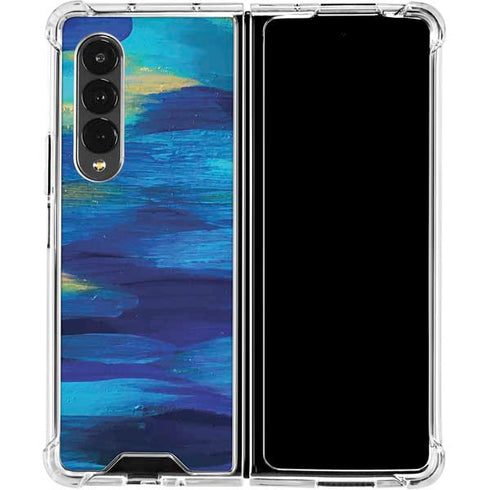 Etta Vee Ocean Blue Brush Stroke Galaxy Z Fold4 5G Clear Case