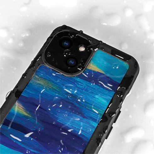 Ocean Blue Brush Stroke by Etta Vee iPhone 15 Waterproof Case