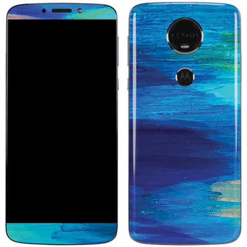 Etta Vee Ocean Blue Brush Stroke Moto E5 Plus Skin