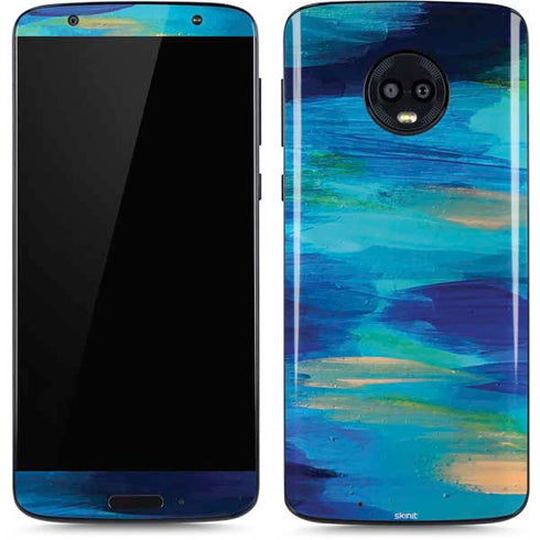 Etta Vee Ocean Blue Brush Stroke Moto G6 Skin