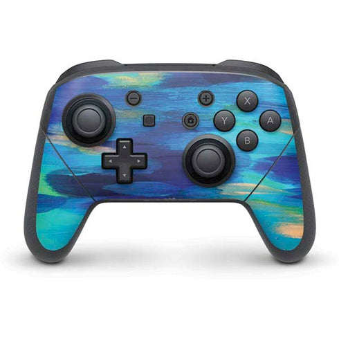 Etta Vee Ocean Blue Brush Stroke Nintendo Switch Pro Controller Skin