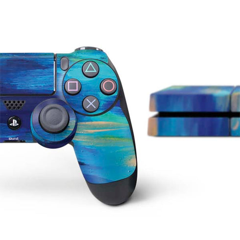 Etta Vee Ocean Blue Brush Stroke PS4 Console and Controller Bundle Skin
