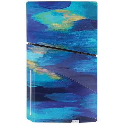 Ocean Blue Brush Stroke by Etta Vee PS5 Slim Disk Console Skin