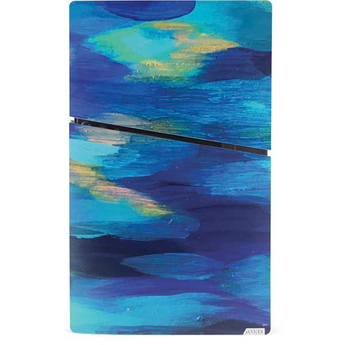 Ocean Blue Brush Stroke by Etta Vee PS5 Slim Digital Edition Bundle Skin