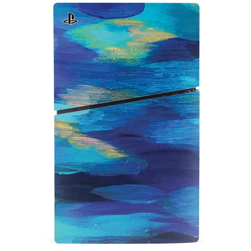 Ocean Blue Brush Stroke by Etta Vee PS5 Slim Digital Edition Console Skin