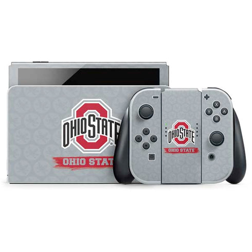 Ohio State University Distressed Logo Nintendo Switch OLED (2021) Skin