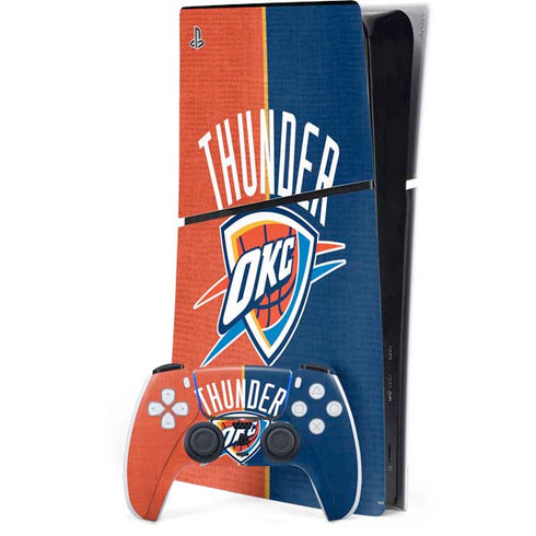NBA OKC Thunder Split PS5 Slim Digital Edition Bundle Skin