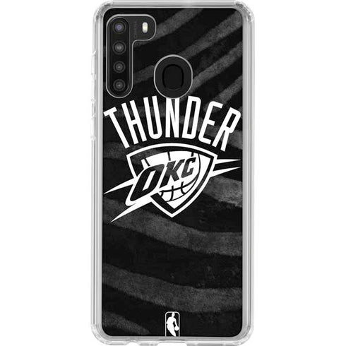 NBA Oklahoma City Thunder Black Animal Print Galaxy A21 Clear Case