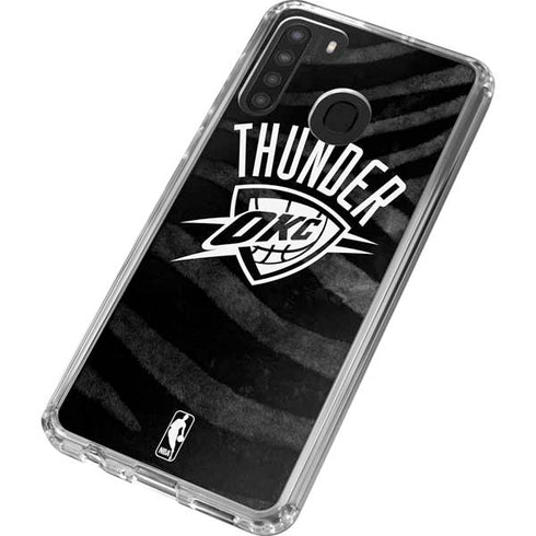 NBA Oklahoma City Thunder Black Animal Print Galaxy A21 Clear Case