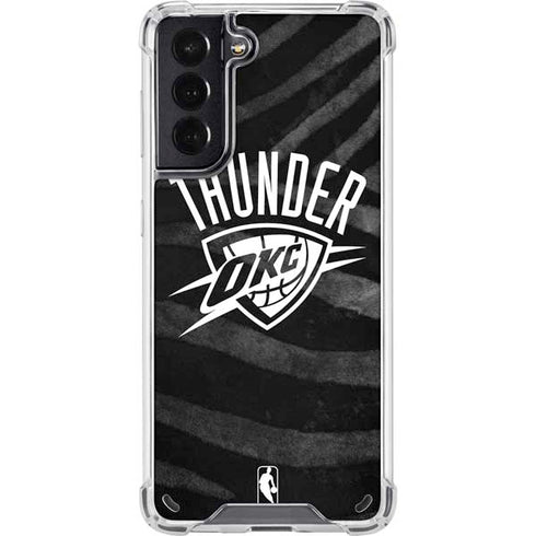 NBA Oklahoma City Thunder Black Animal Print Galaxy S21 5G Clear Case