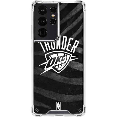 NBA Oklahoma City Thunder Black Animal Print Galaxy S21 Ultra 5G Clear Case