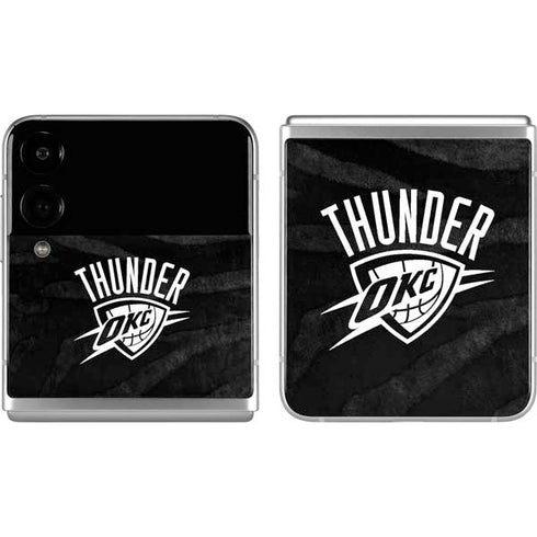 NBA Oklahoma City Thunder Black Animal Print Galaxy Z Flip4 5G Skin