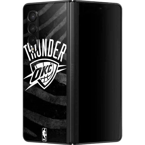 NBA Oklahoma City Thunder Black Animal Print Galaxy Z Fold3 5G Skin
