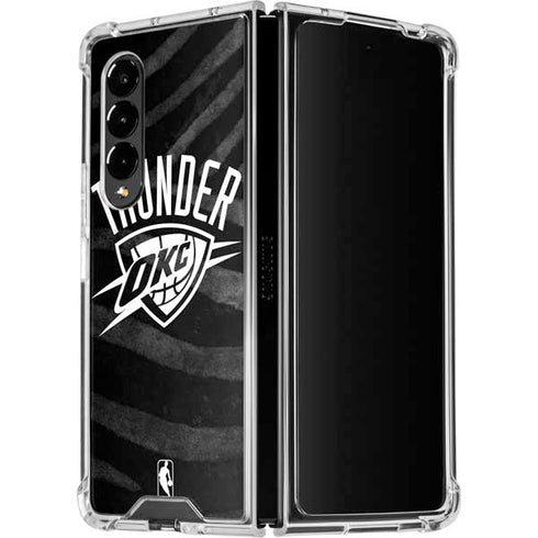 NBA Oklahoma City Thunder Black Animal Print Galaxy Z Fold4 5G Clear Case