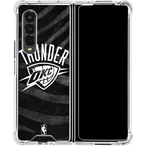 NBA Oklahoma City Thunder Black Animal Print Galaxy Z Fold4 5G Clear Case