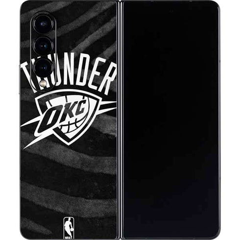 NBA Oklahoma City Thunder Black Animal Print Galaxy Z Fold4 5G Skin