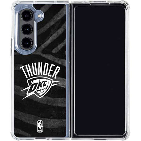 NBA Oklahoma City Thunder Black Animal Print Galaxy Z Fold5 5G Clear Case