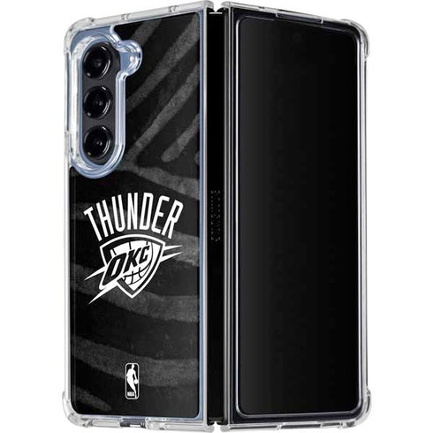 NBA Oklahoma City Thunder Black Animal Print Galaxy Z Fold5 5G Clear Case